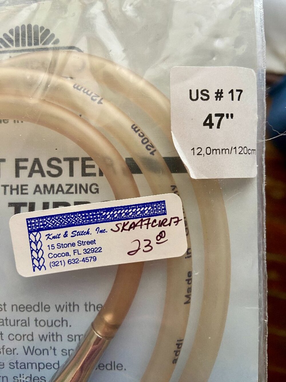 SKACEL Addi Turbo US 17 OR 12.0mm 47" Circular Knitting Needles Germany